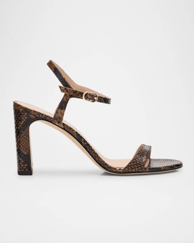 Babette Snake-Embossed Leather Sandals
